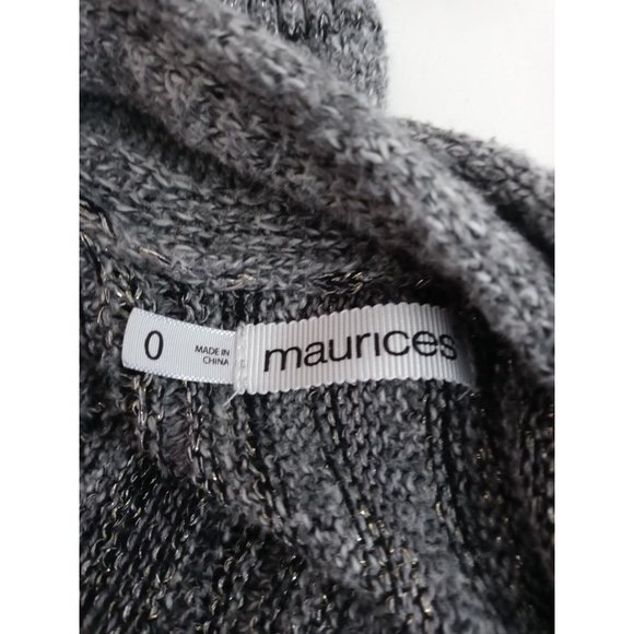 Maurices Women's Gray & Black Open Front Long Sleeve Sweater Shawl Size 0 - Picture 4 of 6